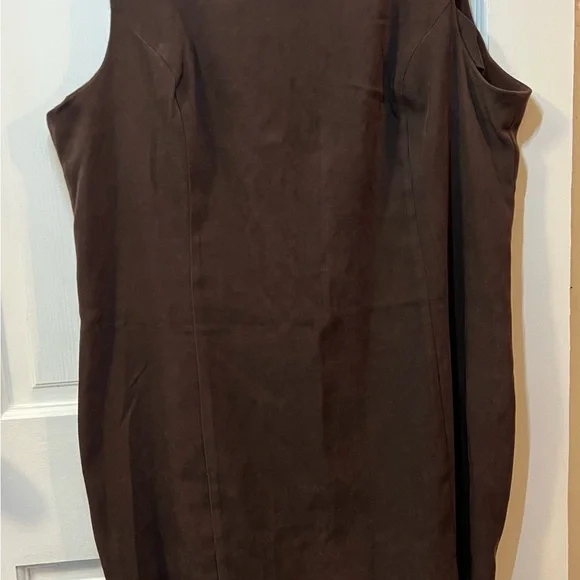 Vintage Faux Suede Midi Dress Sleeveless size 16 - Picture 2 of 9